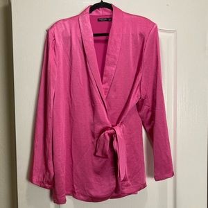 Nasty Gal Women’s Hot Pink Satin Wrap Blazer,size 10